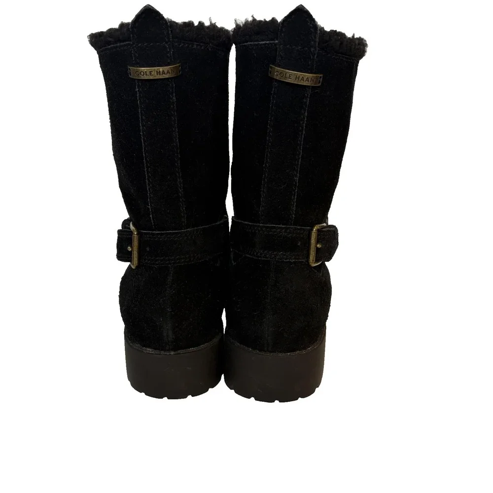 Cole Haan Boots‎ Womens Size 7 Black Suede Waterproof Faux Fur Lined W15745